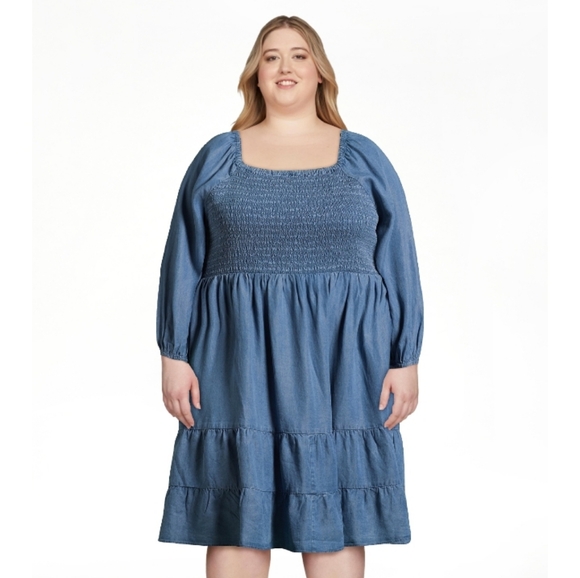 Terra & Sky Plus Size Smocked Dress NWT - Picture 2 of 8